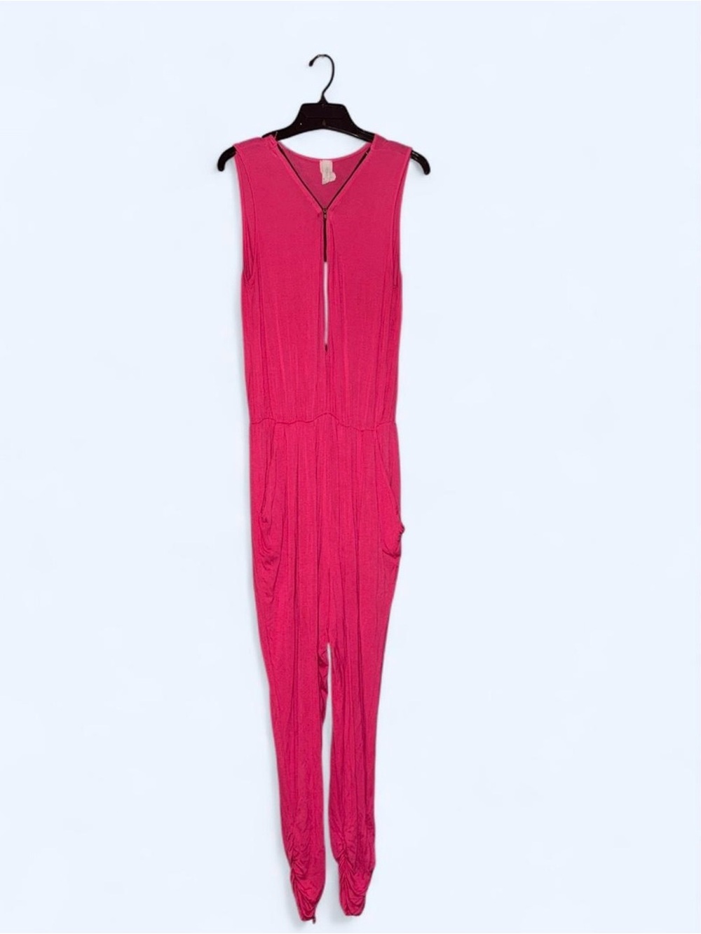 fresh Hot Pink Sleeveless Jumpsuit with Front Zip